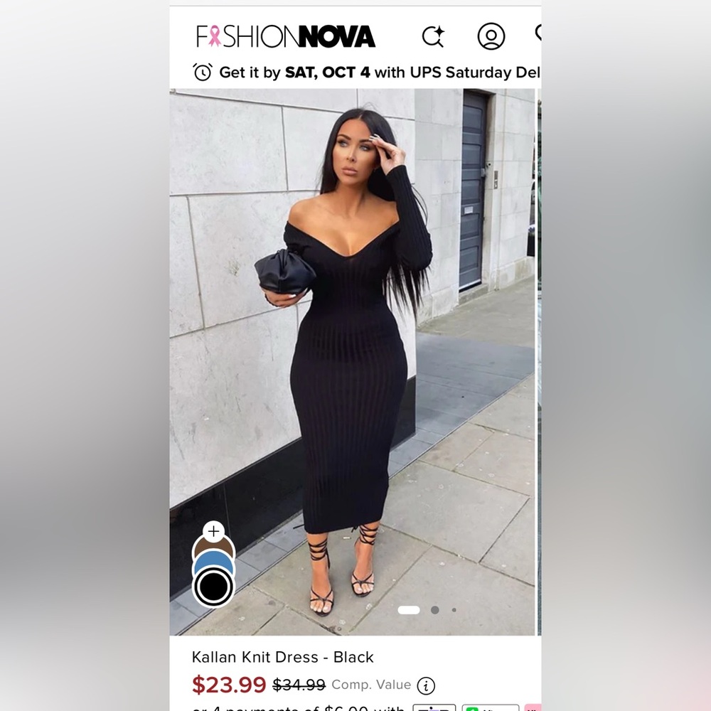 Fashion Nova Elegant Black Knit Dress